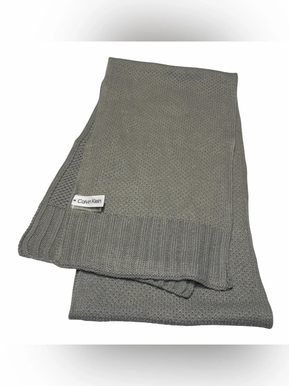 Calvin Klein Men's Gray Textured Knit Scarf